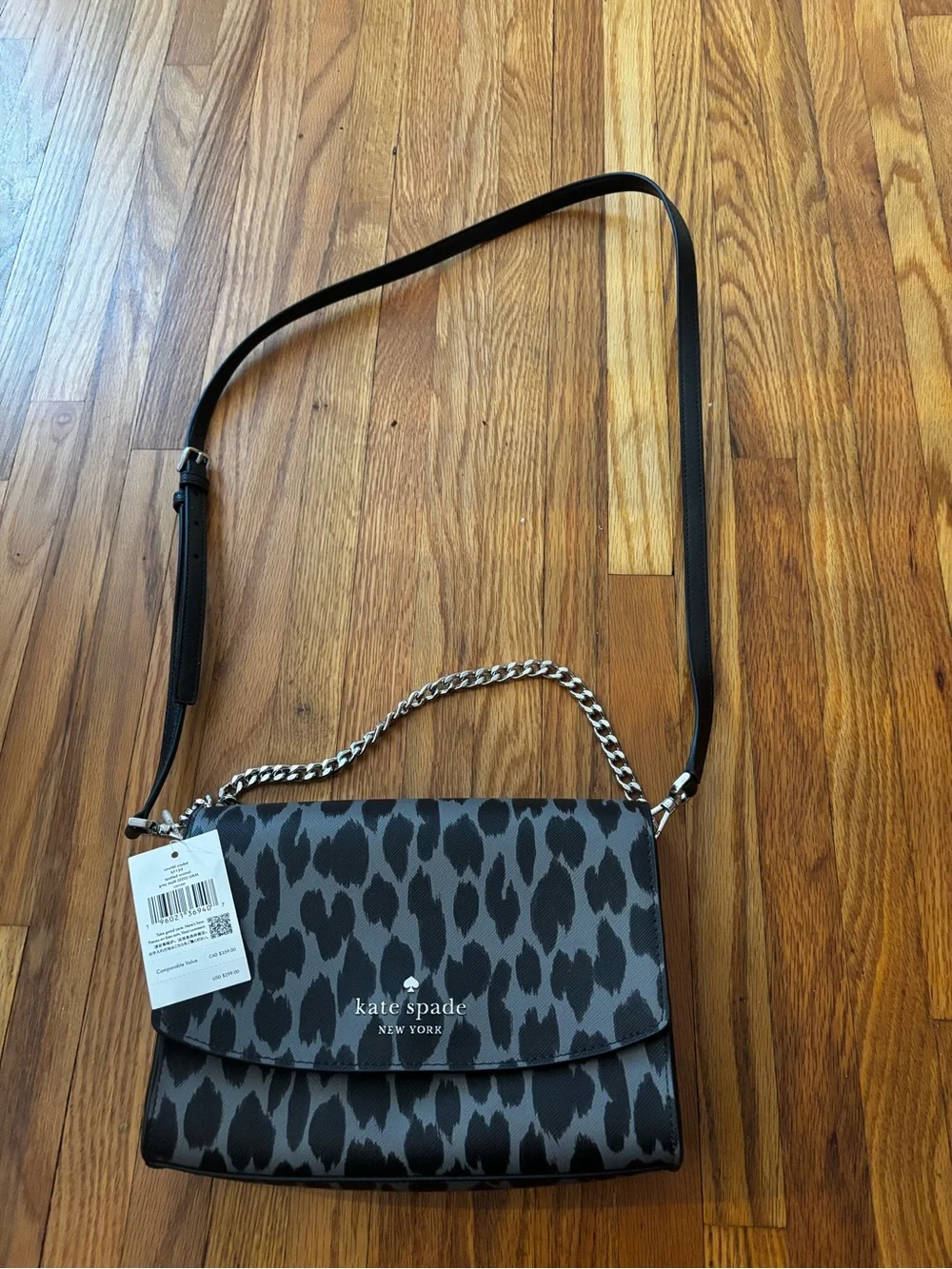 kate spade Gray & Black Leopard Print Crossbody Bag